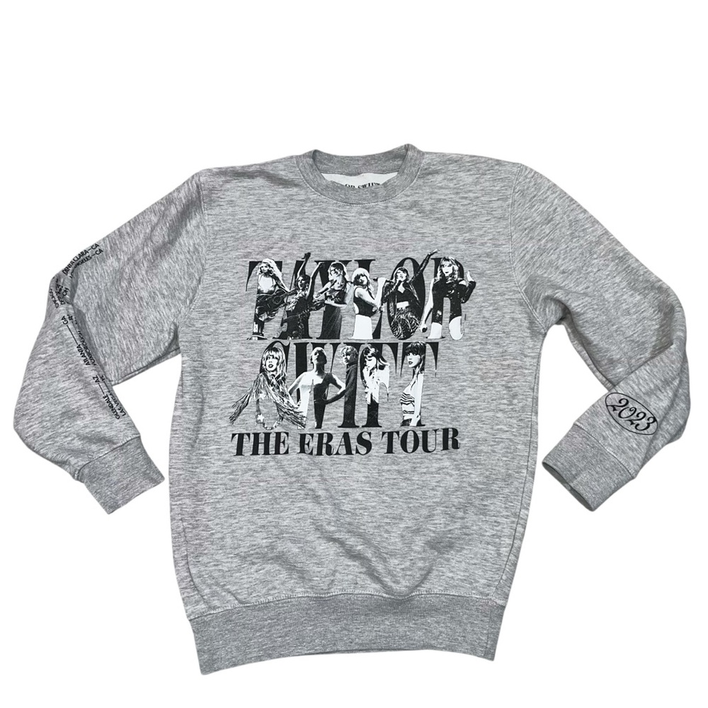 Taylor Swift Gray Oversized Fleece Crewneck 2023 Eras Tour Sweatshirt Small